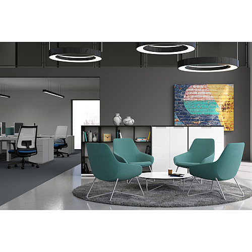 9 to 5 Seating W-shaped Base Lilly Lounge Chair Latte Seat Color - Fabric, Foam Seat Material - Latte Back Color - Fabric, Foam Back Material - Silver Frame Color - W Leg Base - 1 Each (9111LGSFLA)