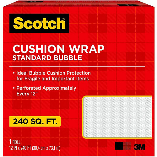 Scotch Perforated Cushion Wrap 12" Width x 240 ft Length - Perforated, Lightweight, Recyclable, Non-scratching, Easy Tear - Polyethylene, Nylon - Clear - 1 Roll (7990C24)