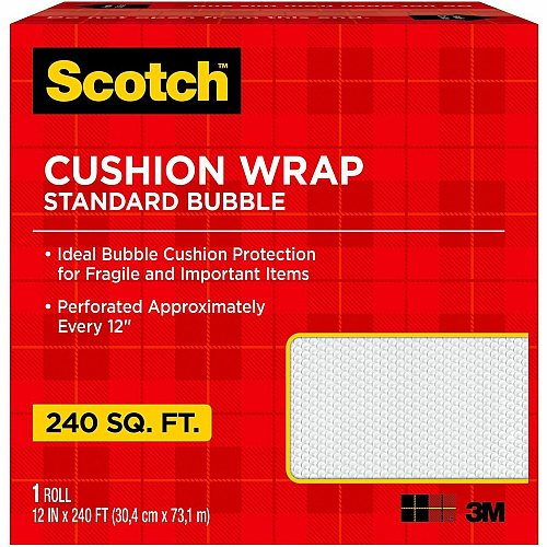 Scotch Perforated Cushion Wrap 12" Width x 240 ft Length - Perforated, Lightweight, Recyclable, Non-scratching, Easy Tear - Polyethylene, Nylon - Clear - 1 Roll (7990C24)