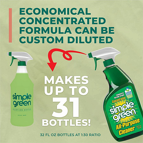 Simple Green All-Purpose Concentrated Cleaner For School, Government Facilities, University - Concentrate - Liquid - 32 fl oz (1 quart) - Original Scent - Non-abrasive, Non-flammable - Green - 1 Each (13033)