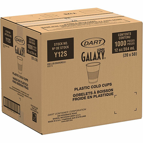 Solo Galaxy 12 oz Plastic Cold Cups 50 / Bag - 12 fl oz - 20 / Carton - Translucent - Plastic, Polystyrene - Cold Drink (Y12S)