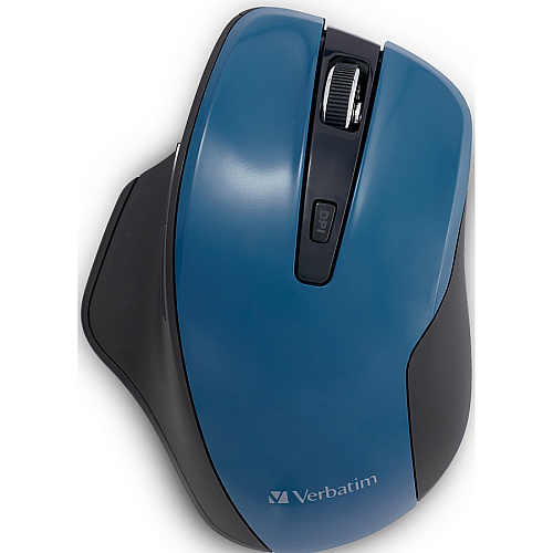 Verbatim Silent Ergonomic Wireless Blue LED Mouse - Dark Teal Blue LED/Optical - Wireless - Radio Frequency - 2.40 GHz - Dark Teal - USB - 1600 dpi - 6 Button(s) - 1 Each (70244)