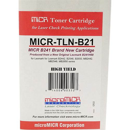microMICR MICR Standard Yield Laser Toner Cartridge - Alternative for Lexmark B241H00 - Black - 1 Each 6000 Pages (MICRTLNB21)