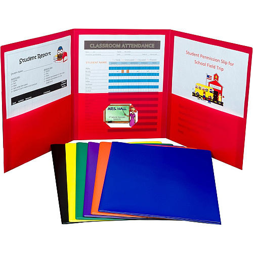C-Line Letter Pocket Folder 8 1/2" x 11" - 3 Internal Pocket(s) - Black, Blue, Green, Orange, Red, Purple, Yellow - 24 / Box (33940)