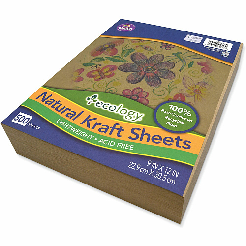 Creativity Street Natural Kraft Sheets Drawing, Project, Art, Craft Project, Decoration - 500 Piece(s) - 2.10" Height x 9" Width x 12" Length - Natural - Kraft - 500 / Ream (5713)