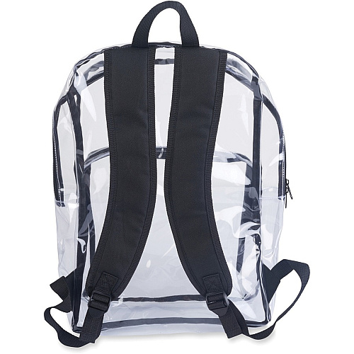 Tatco Carrying Case (Backpack) Notebook - Clear, Black Vinyl Body - Shoulder Strap - 17.5" Height x 14.3" Width x 5.5" Depth - 1 Each (63225)