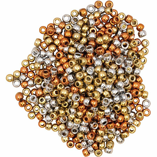 Pacon&reg; Pony Beads Pony Bead - Assorted, Gold, Copper, Silver (3549)