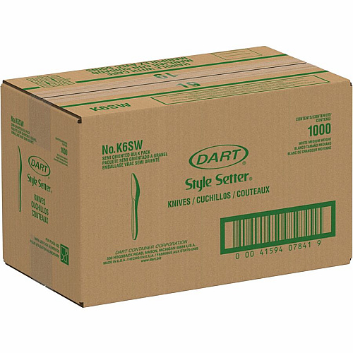 Solo Disposable Cutlery Knife - 1 x Knife - Disposable - White - 1000 / Carton (K6SW)