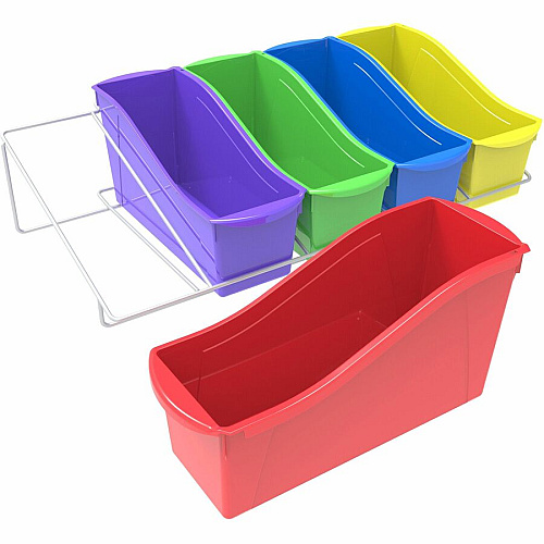 Storex Large Book Bins Metal Shelf Rack 5 Compartment(s) - 7.25" Height x 14.30" Width x 25.69" Length - Metal, Steel - 1 / Carton (71125U01C)