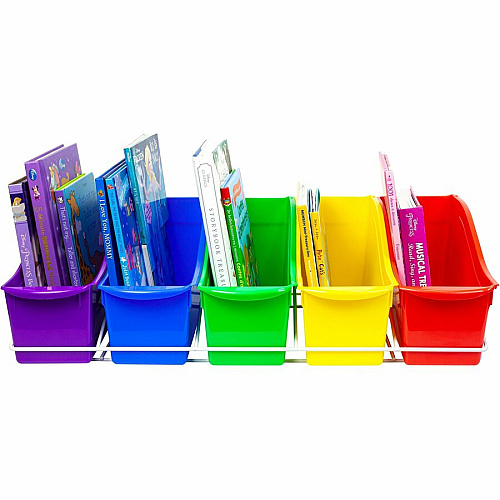 Storex Large Book Bins Metal Shelf Rack 5 Compartment(s) - 7.25" Height x 14.30" Width x 25.69" Length - Metal, Steel - 1 / Carton (71125U01C)
