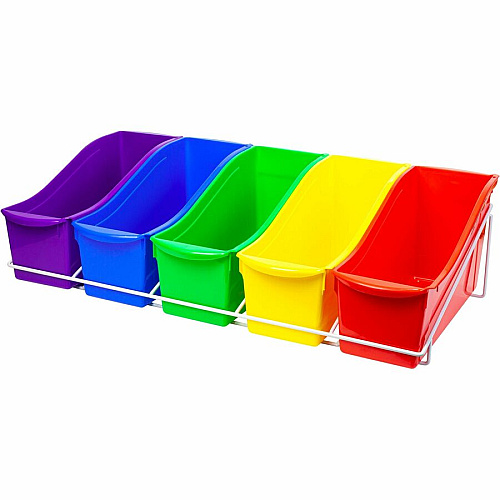 Storex Large Book Bins Metal Shelf Rack 5 Compartment(s) - 7.25" Height x 14.30" Width x 25.69" Length - Metal, Steel - 1 / Carton (71125U01C)
