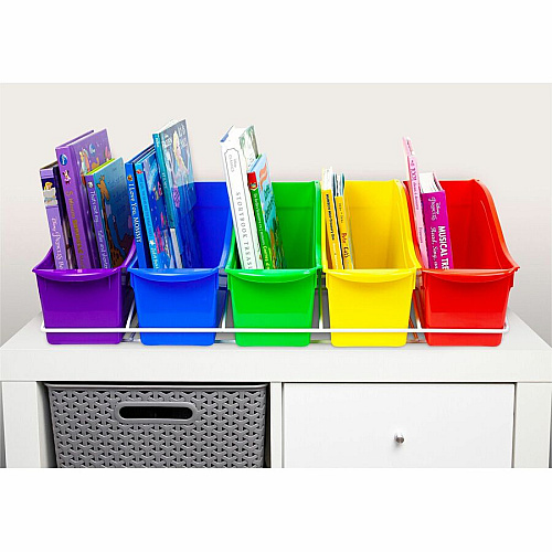 Storex Large Book Bins Metal Shelf Rack 5 Compartment(s) - 7.25" Height x 14.30" Width x 25.69" Length - Metal, Steel - 1 / Carton (71125U01C)