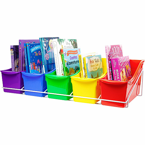 Storex Large Book Bins Metal Shelf Rack 5 Compartment(s) - 7.25" Height x 14.30" Width x 25.69" Length - Metal, Steel - 1 / Carton (71125U01C)