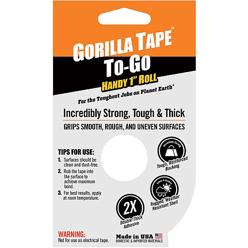 Gorilla Glue Gorilla Tape To-Go 10 yd Length x 1" Width - Black - 1 Each (6100109)
