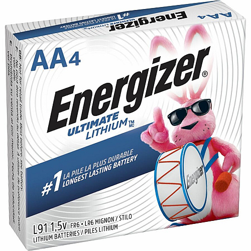 Energizer Ultimate Lithium AA Batteries 4-Pack For LED Light, Stud Finder, Mouse, Laser Level - AA - 3000 mAh - 36 / Carton (L91CT)