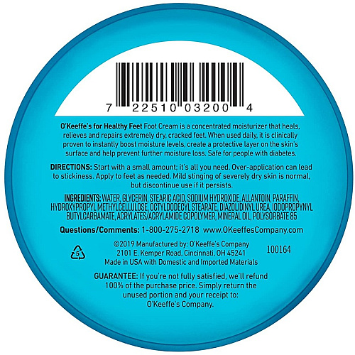 O'Keeffe's Healthy Feet Foot Cream Cream - 3.20 fl oz - For Dry Skin - Cracked/Scaly Skin, Rough Skin - Non-greasy, Moisturising - 1 Each (K0320005)
