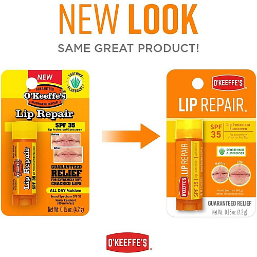 O'Keeffe's SPF 35 Lip Balm Cream - 0.15 fl oz - For Dry Skin - SPF 35 - Applicable on Lip - Cracked/Scaly Skin, Sunburn - Moisturising, Water Resistant - 1 Each (K0900002)