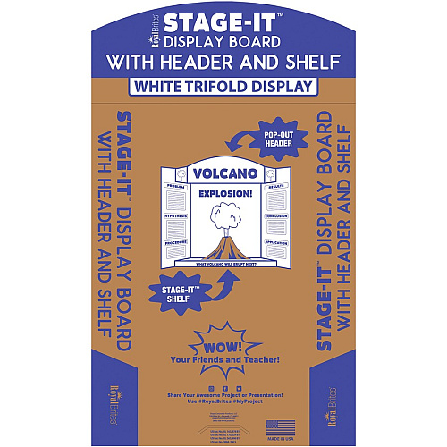 FranklinCovey Geographics RoyalBrites 3-D Display Board 39" Board Height x 48" Board Width x 0.40" Board Depth - Corrugated, Lightweight, Eco-friendly, Tri-fold, Shelf, Portable, Smooth, Durable - 12 / Carton (27143)
