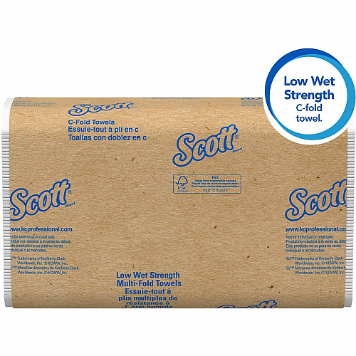 Scott Essential Low Wet Strength Towels C-fold - 10.10" Width x 13.10" Length - White - 200/Pack - 12 / Carton (06041)