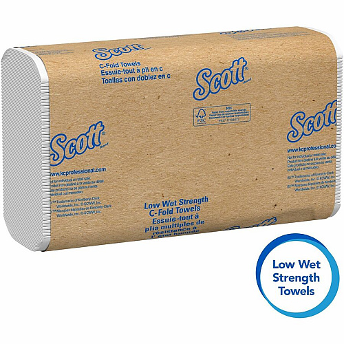Scott Essential Low Wet Strength Towels C-fold - 10.10" Width x 13.10" Length - White - 200/Pack - 12 / Carton (06041)