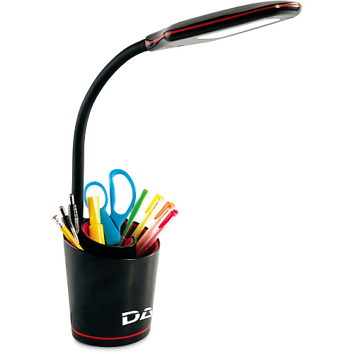 Data Accessories Company Desk Lamp 16" Height - 5.50 W LED Bulb - Desk Mountable - Black, Red - for Office, Home, Dorm (02353)