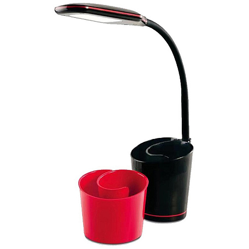 Data Accessories Company Desk Lamp 16" Height - 5.50 W LED Bulb - Desk Mountable - Black, Red - for Office, Home, Dorm (02353)
