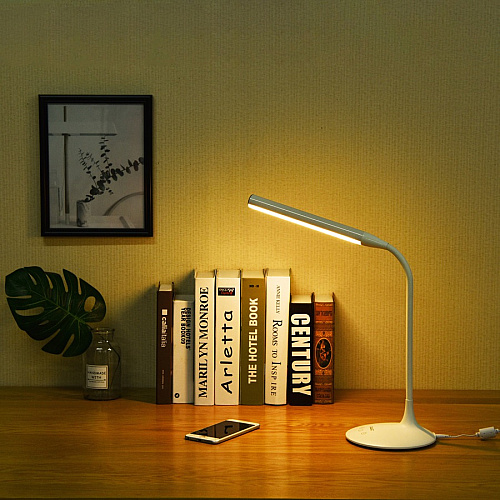 Data Accessories Company Desk Lamp 15" Height - 6 W LED Bulb - Desk Mountable - White - for Office, Home, Dorm (21634)