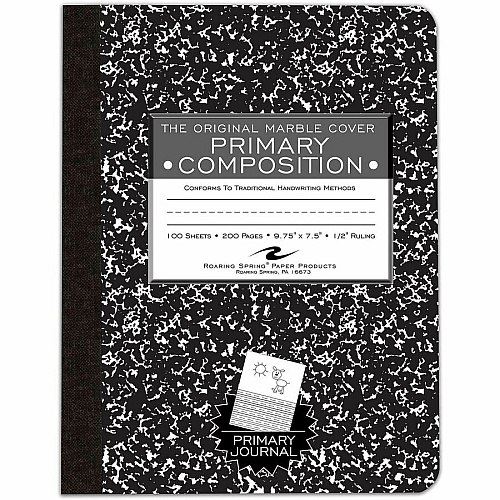 Roaring Spring Marble Comp Picture Story Notebook 100 Sheets - 200 Pages - Printed - Sewn/Tapebound - Both Side Ruling Surface - 0.50" Ruled - 15 lb Basis Weight - 56 g/m² Grammage - 9 3/4" x 7 1/2" Sheet Size - 0.50" Height x 7.5" Width x  (97228CS)
