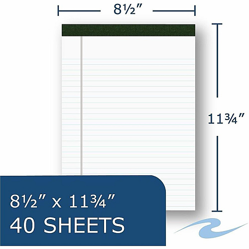 Roaring Spring USDA Certified Bio-Preferred Legal Pads 40 Sheets - 80 Pages - Printed - Stapled/Tapebound - Both Side Ruling Surface - Double Line Red Margin - 20 lb Basis Weight - 75 g/m² Grammage - 11 3/4" x 8 1/2" Sheet Size - 3" Height  (24326CS)
