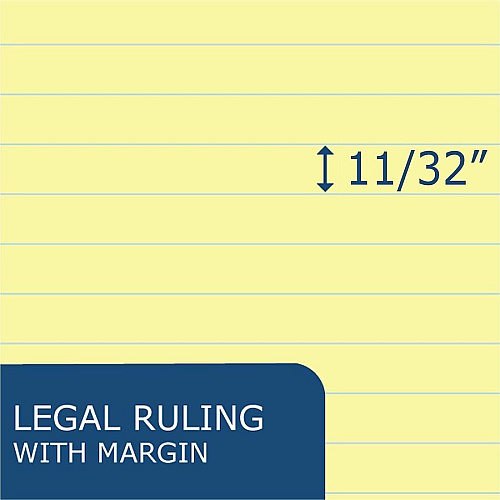 Roaring Spring Legal Pads 50 Sheets - 100 Pages - Printed - Stapled/Tapebound - Both Side Ruling Surface - Wide Ruled Front Ruling - 0.34" Ruled - Double Line Red Margin - 15 lb Basis Weight - 56 g/m² Grammage - 11 3/4" x 8 1/2" Sheet Size  (74764CS)