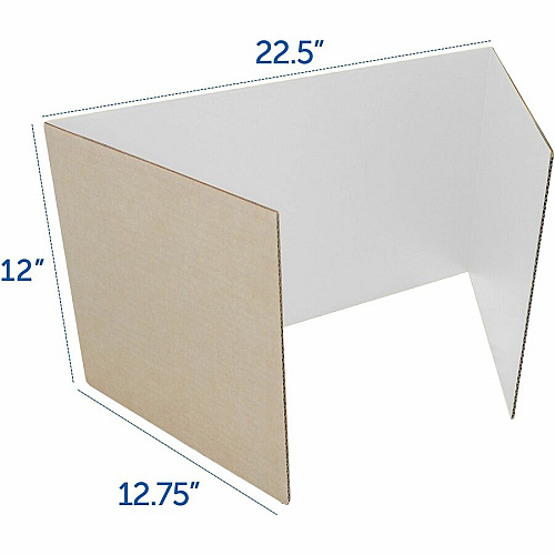 Flipside Products Flipside 12 x 48 Tri-fold Study Carrel 48" Width x 12" Height48" Length - Corrugated - White - 24 / Pack (6000524)