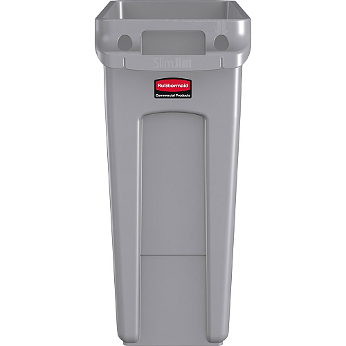Rubbermaid Commercial Slim Jim Vented Container 16 gal Capacity - Rectangular - Durable, Vented, Sturdy, Weather Resistant, Handle, Lightweight - 25" Height x 11" Width - Plastic - Gray - 4 / Carton (1971258CT)