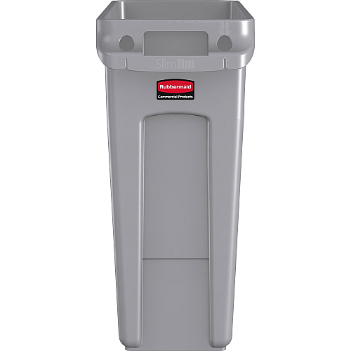 Rubbermaid Commercial Slim Jim Vented Container 16 gal Capacity - Rectangular - Durable, Vented, Sturdy, Weather Resistant, Handle, Lightweight - 25" Height x 11" Width - Plastic - Gray - 4 / Carton (1971258CT)