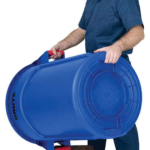 Rubbermaid Commercial Brute 44-Gallon Vented Utility Containers 44 gal Capacity - Round - Handle, Reinforced, UV Coated, Water Resistant, Heavy Duty, Tear Resistant, Vented, Reinforced - 31.5" Height x 24" Diameter - Plastic - Blue - 4 / Cart (264360BECT)