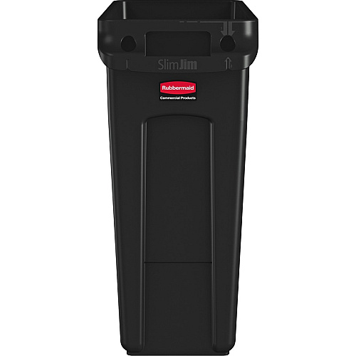 Rubbermaid Commercial Slim Jim 16-Gallon Vented Waste Containers 16 gal Capacity - Rectangular - Crush Resistant, Durable, Chemical Resistant, Crush Resistant, Recyclable, Handle - 25" Height x 11" Width x 22" Depth - Black - 4 / Carton (1955959CT)