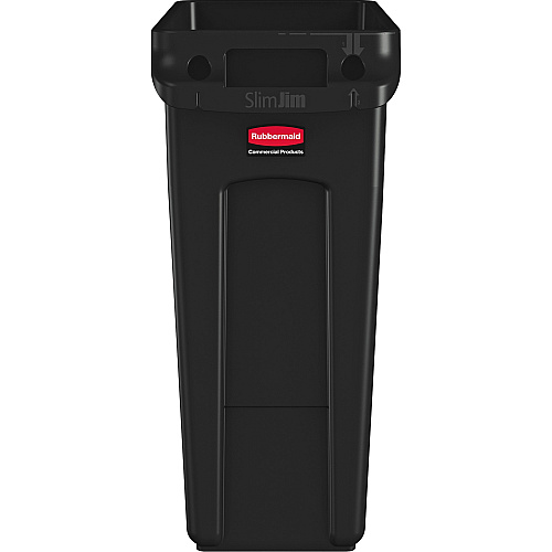 Rubbermaid Commercial Slim Jim 16-Gallon Vented Waste Containers 16 gal Capacity - Rectangular - Crush Resistant, Durable, Chemical Resistant, Crush Resistant, Recyclable, Handle - 25" Height x 11" Width x 22" Depth - Black - 4 / Carton (1955959CT)