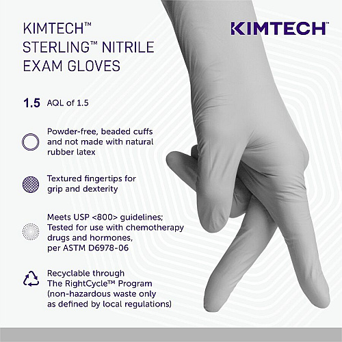 Kimberly-Clark Professional Sterling Nitrile Exam Gloves Small Size - For Right/Left Hand - Light Gray - Latex-free, Textured Fingertip, Non-sterile, Environmentally Safe - For Laboratory Application, Chemotherapy, Industrial - 200/Box - 10 / Ca (50706CT)