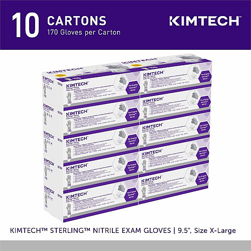 KIMTECH Sterling Nitrile Exam Gloves - 9.5" 3.5 mil Thickness x 9.50" Glove Length - X-Large Size - For Right/Left Hand - Gray - Latex-free, Textured Fingertip, Non-sterile, Environmentally Safe - For Laboratory Application, Chemotherapy, Indust (50709CT)