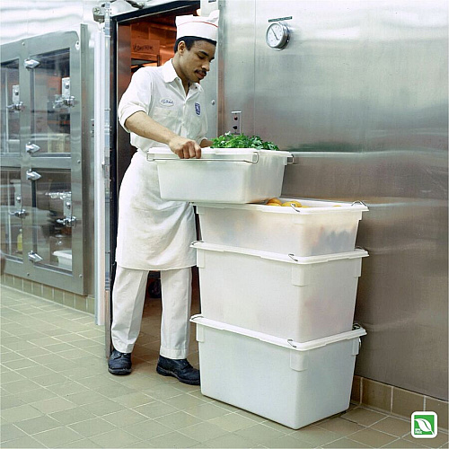 Rubbermaid Commercial 21.5-Gallon Food/Tote Boxes Transporting, Storing - Dishwasher Safe - Clear - Plastic, Polycarbonate Body - 6 / Carton (3301CLECT)
