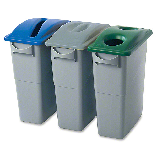 Rubbermaid Commercial Slim Jim Paper Recycling Container Lids Rectangular - Resin - Blue - 4 / Carton (270388BECT)