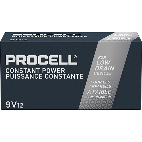 Duracell 9-Volt Procell Alkaline Constant Batteries, 12-Packs For Industrial - 9V - 692 mAh - 9 V DC - 12/Box - 6 / Carton (PC1604BKDCT)