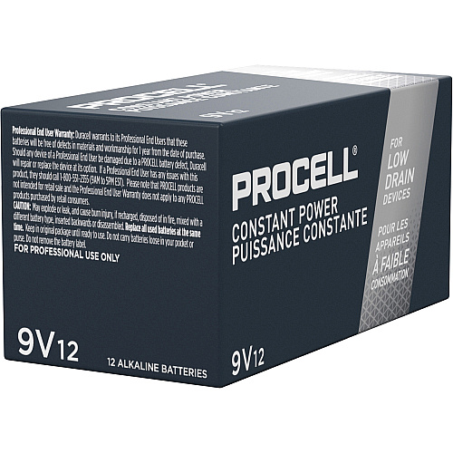 Duracell 9-Volt Procell Alkaline Constant Batteries, 12-Packs For Industrial - 9V - 692 mAh - 9 V DC - 12/Box - 6 / Carton (PC1604BKDCT)