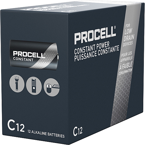 Duracell Procell Alkaline C Battery Boxes of 12 For Multipurpose - C - 7000 mAh - 1.5 V DC - 12/Box - 6 / Carton (PC1400CT)