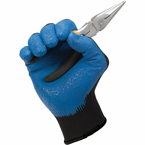 Kleenguard G40 Foam Nitrile Coated Gloves Oil, Grease, Abrasion Protection - Nitrile Coating - 10 Size Number - X-Large Size - For Right/Left Hand - Blue, Black - Silicone-free, Comfortable, Knitted Back, Excellent Grip, Abrasion Resistant, Seam (40228CT)