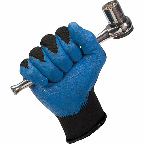 Kleenguard G40 Foam Nitrile Coated Gloves Oil, Grease, Abrasion Protection - Nitrile Coating - 10 Size Number - X-Large Size - For Right/Left Hand - Blue, Black - Silicone-free, Comfortable, Knitted Back, Excellent Grip, Abrasion Resistant, Seam (40228CT)