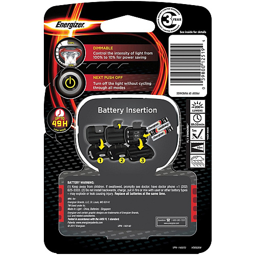Energizer Vision HD LED Headlamp LED - 150 lm Lumen - 3 x AAA - Impact Resistant, Water Resistant, Shatter Proof - Red - 4 / Carton (HDB32ECT)