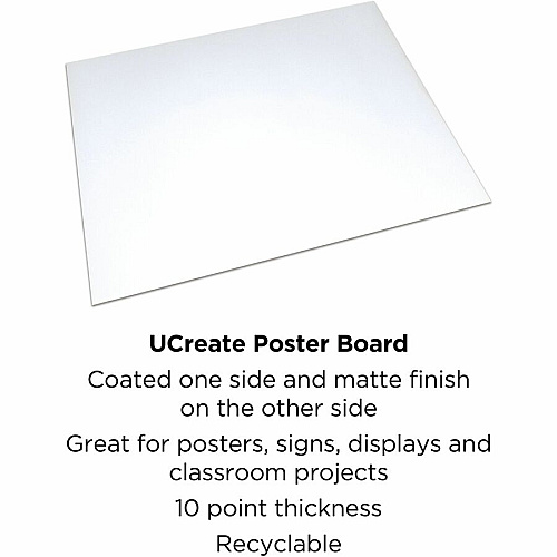 UCreate Coated Poster Board Project, Poster, Sign, Printing - 28" Height x 22" Width - White - 50 / Carton (CAR13841)