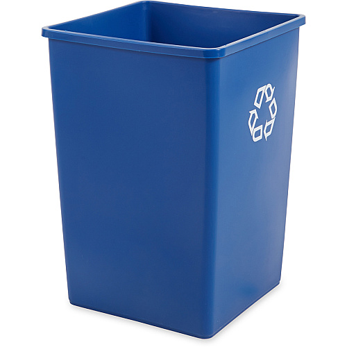 Rubbermaid Commercial Untouchable Square Recycling Container 35 gal Capacity - Square - Easy to Clean, Weather Resistant, Compact - 27.6" Height x 19.5" Width - Plastic, Resin - Blue - 4 / Carton (395873BLUCT)
