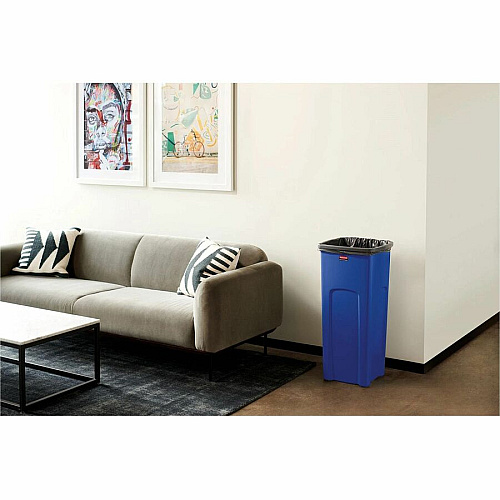 Rubbermaid Commercial Untouchable Square Container 23 gal Capacity - Square - 32.9" Height x 16.5" Width x 15.5" Depth - Resin - Blue - 4 / Carton (356973BECT)