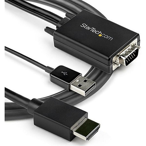 StarTech.com 6 ft. (1.8 m) VGA to HDMI Adapter - USB-Powered - 1080p 6 ft HDMI/USB/VGA Video Cable for Monitor, Video Device, Projector, Desktop Computer, Notebook, TV, Home Theater System, HDTV - First End: 1 x 19-pin HDMI 1.4 Digital Audio/V (VGA2HDMM6)